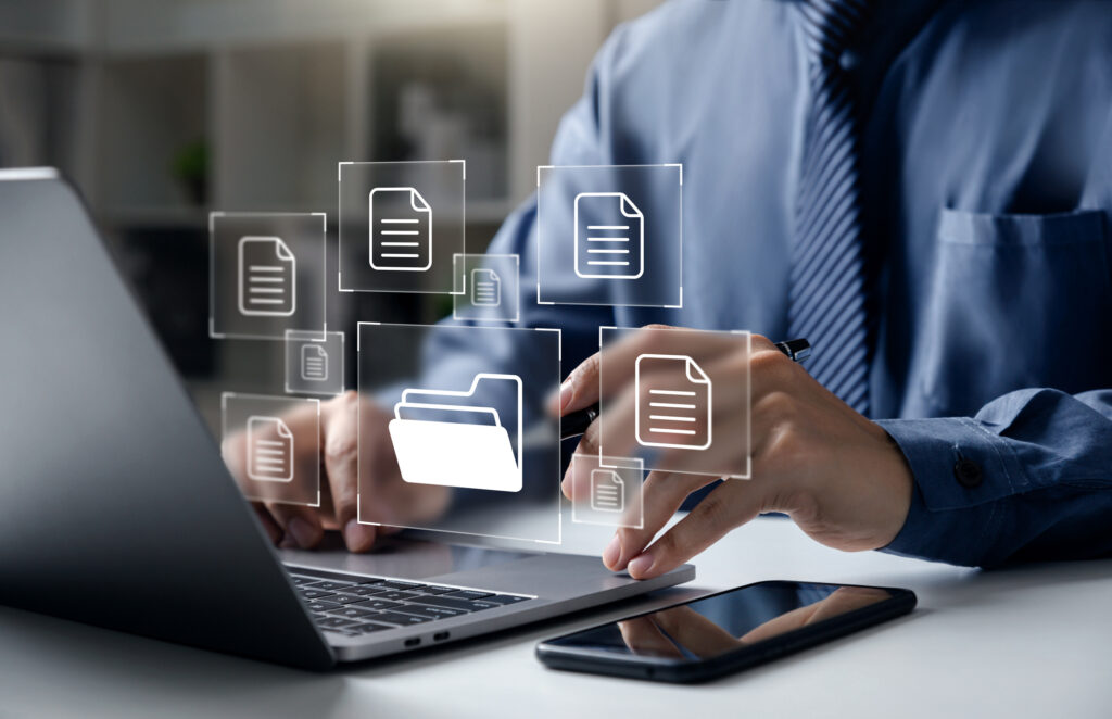 man working on a laptop.