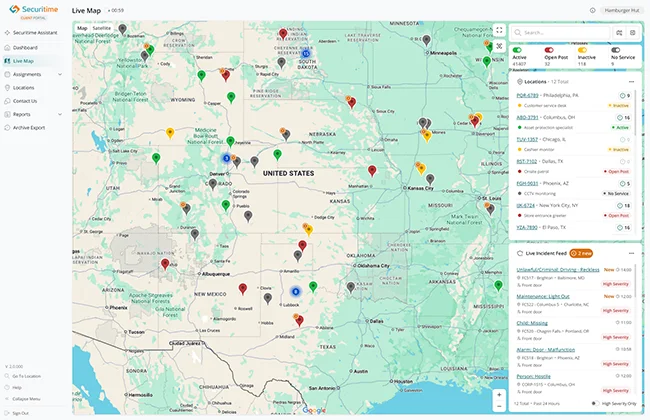 securitime software map screen
